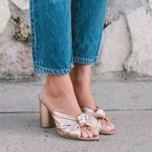 Loeffler Randall Coco Metallic Gold Knotted Heels